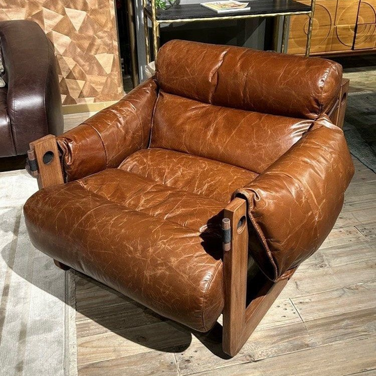 PATHY Modern Oil Wax Leather Lounge Chair - Cassa Haus Singapore