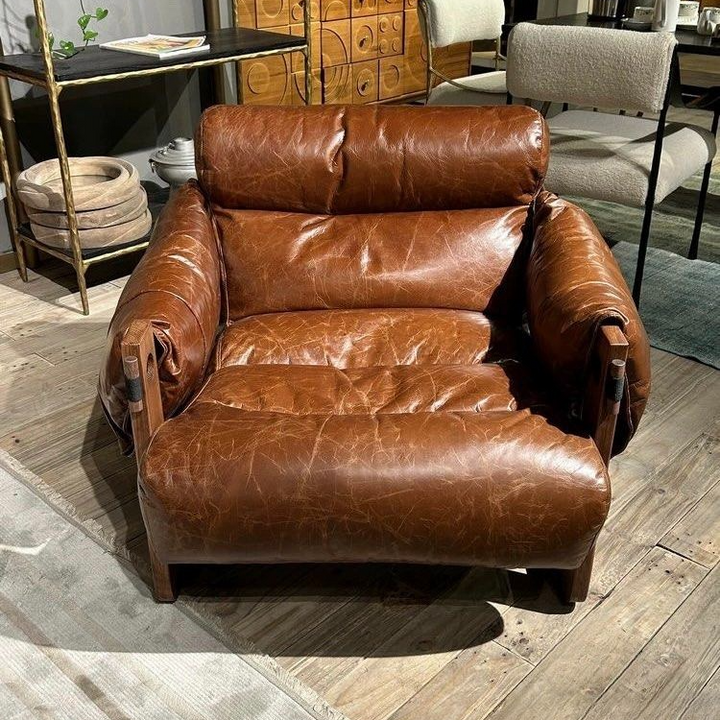 PATHY Modern Oil Wax Leather Lounge Chair - Cassa Haus Singapore