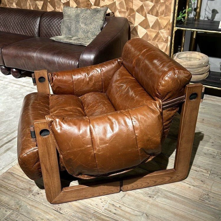 PATHY Modern Oil Wax Leather Lounge Chair - Cassa Haus Singapore