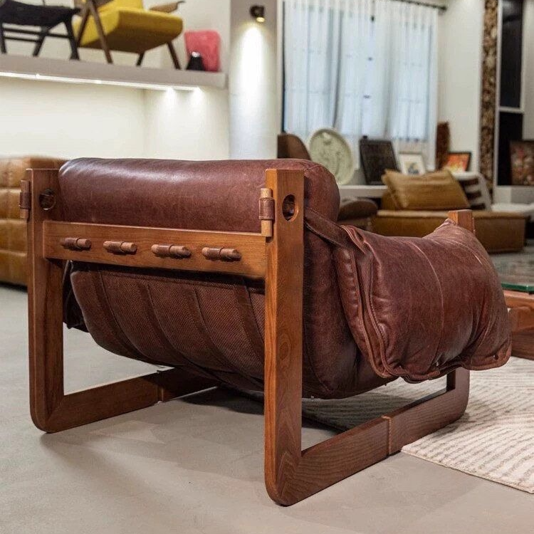 PATHY Modern Oil Wax Leather Lounge Chair - Cassa Haus Singapore