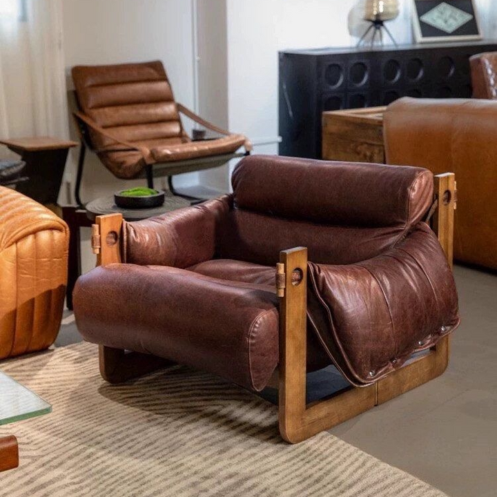 PATHY Modern Oil Wax Leather Lounge Chair - Cassa Haus Singapore