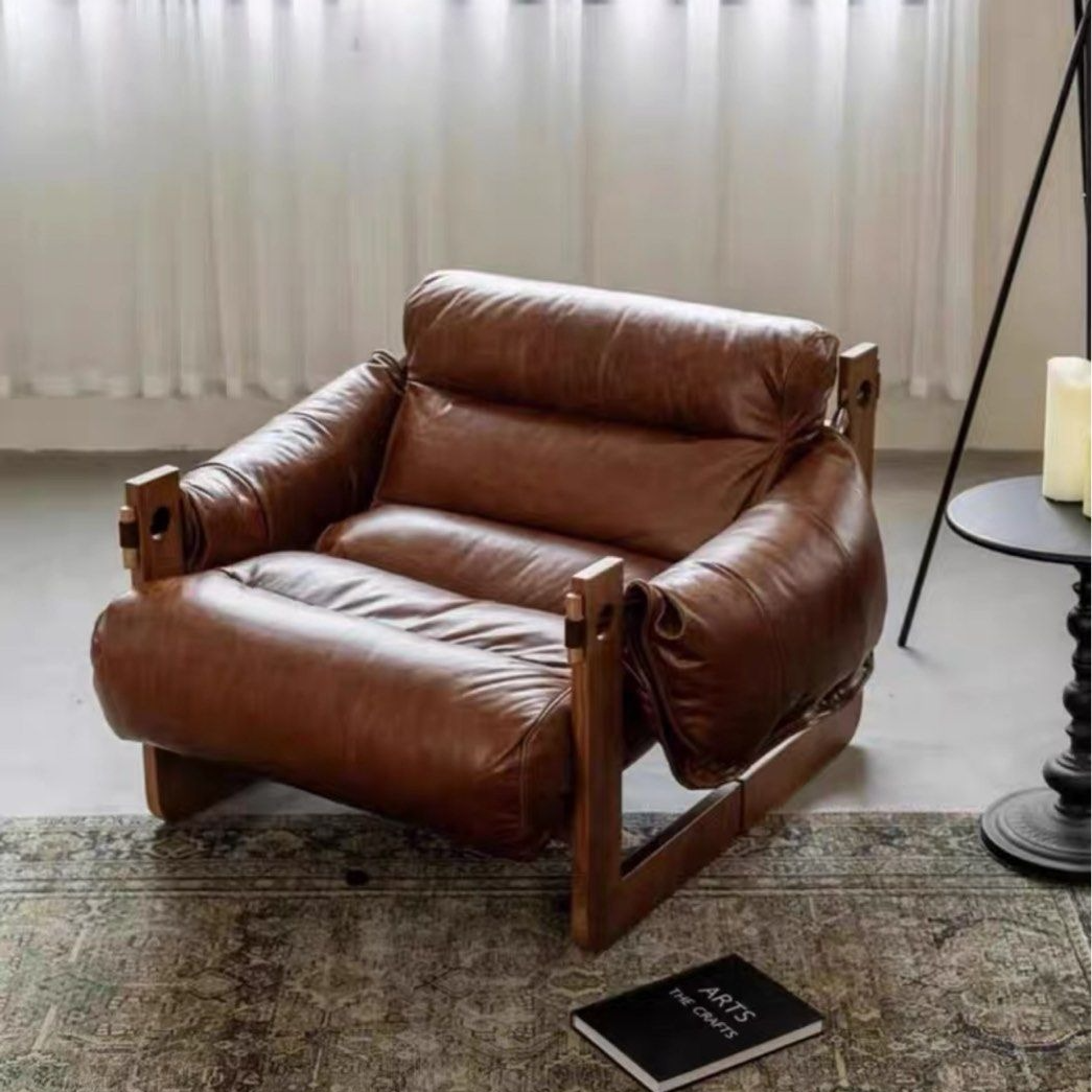 PATHY Modern Oil Wax Leather Lounge Chair - Cassa Haus Singapore