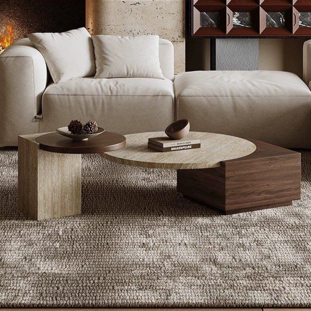 HUDURE Modern Travertine Coffee Tables - Radical Homes Singapore