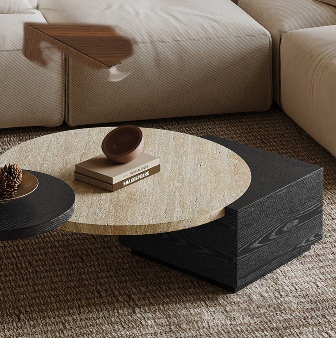 HUDURE Modern Travertine Coffee Tables - Radical Homes Singapore