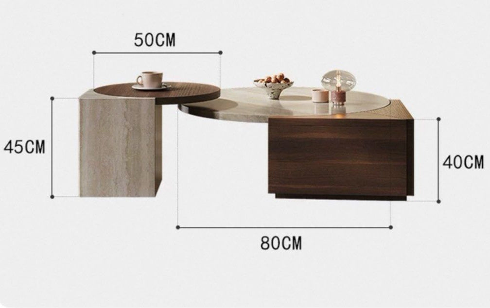 HUDURE Modern Travertine Coffee Tables - Radical Homes Singapore