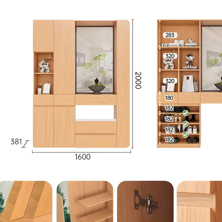 GENKAN Full-Height Shoe Cabinet with Console & Stool