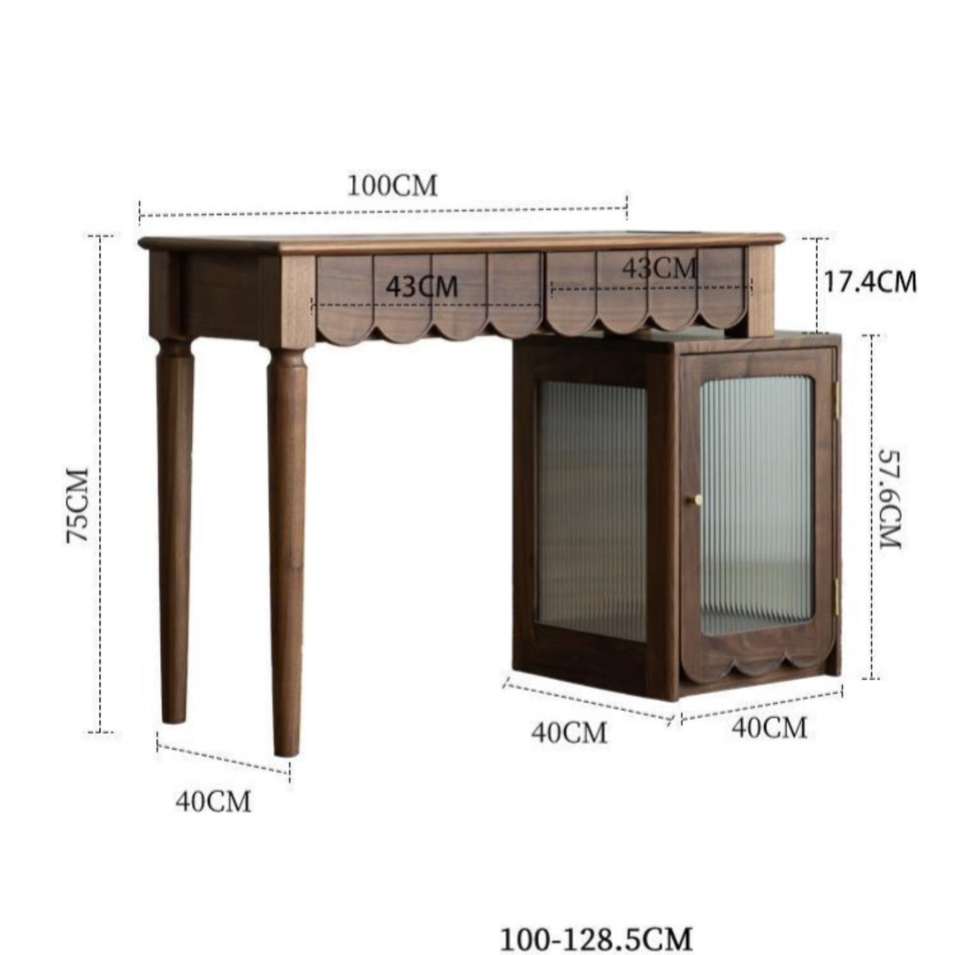 SCALVIA Walnut Wood Vanity Table