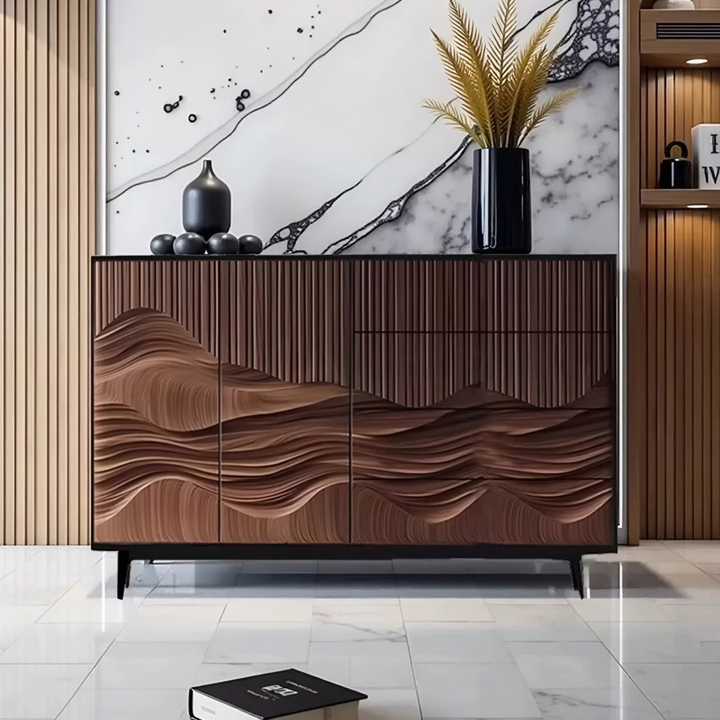 ONDREL Rustic Walnut Wood Sideboard