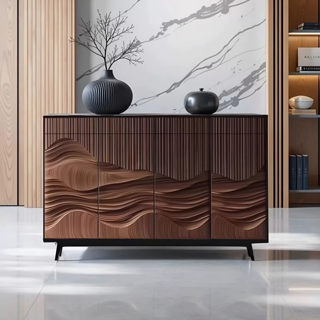 ONDREL Rustic Walnut Wood Sideboard
