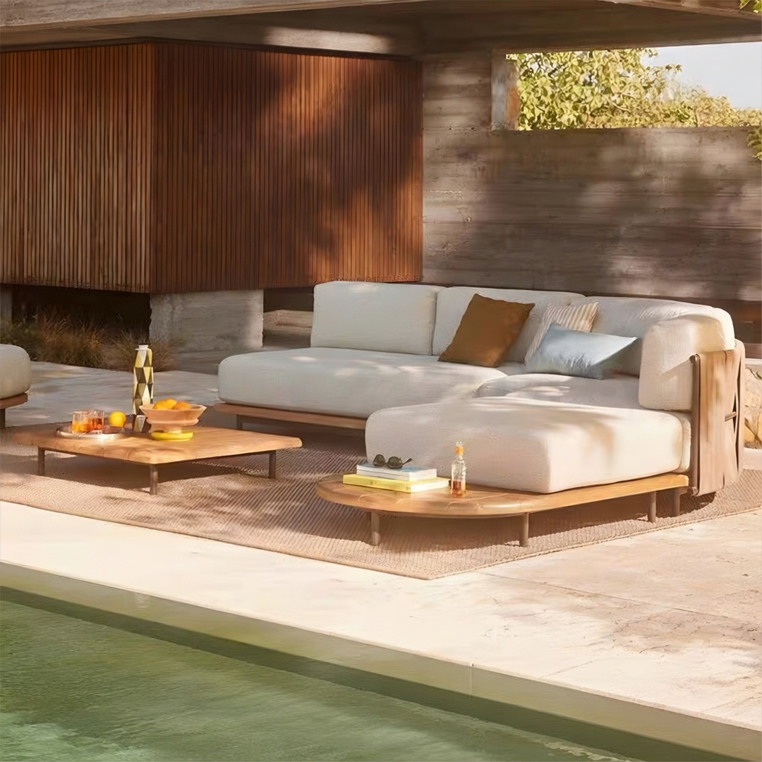 EVARELLE Modern Outdoor Teak Wood Sofa - Cassa Haus Singapore