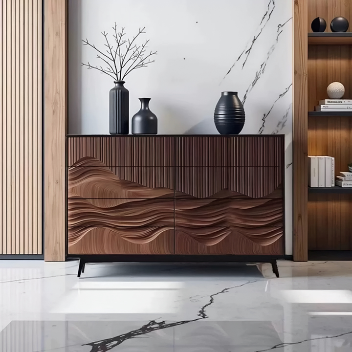 ONDREL Rustic Walnut Wood Sideboard