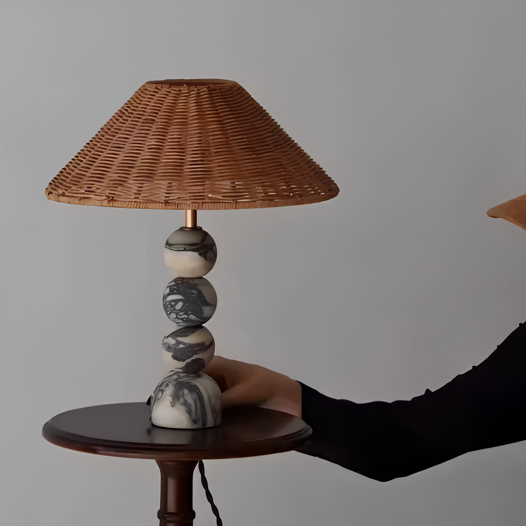 CORWINDA Rustic Marble Table Lamp - Cassa Haus Singapore