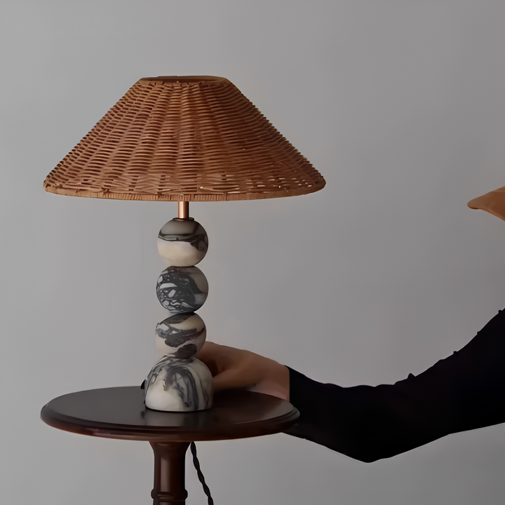 CORWINDA Rustic Marble Table Lamp - Cassa Haus Singapore