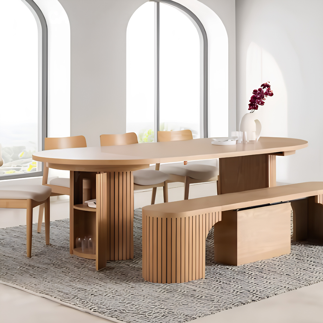 TAMBOURINE Modern Extendable Solid Wood Dining Table