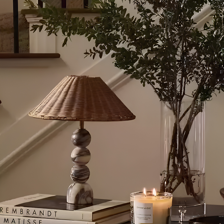 CORWINDA Rustic Marble Table Lamp - Cassa Haus Singapore