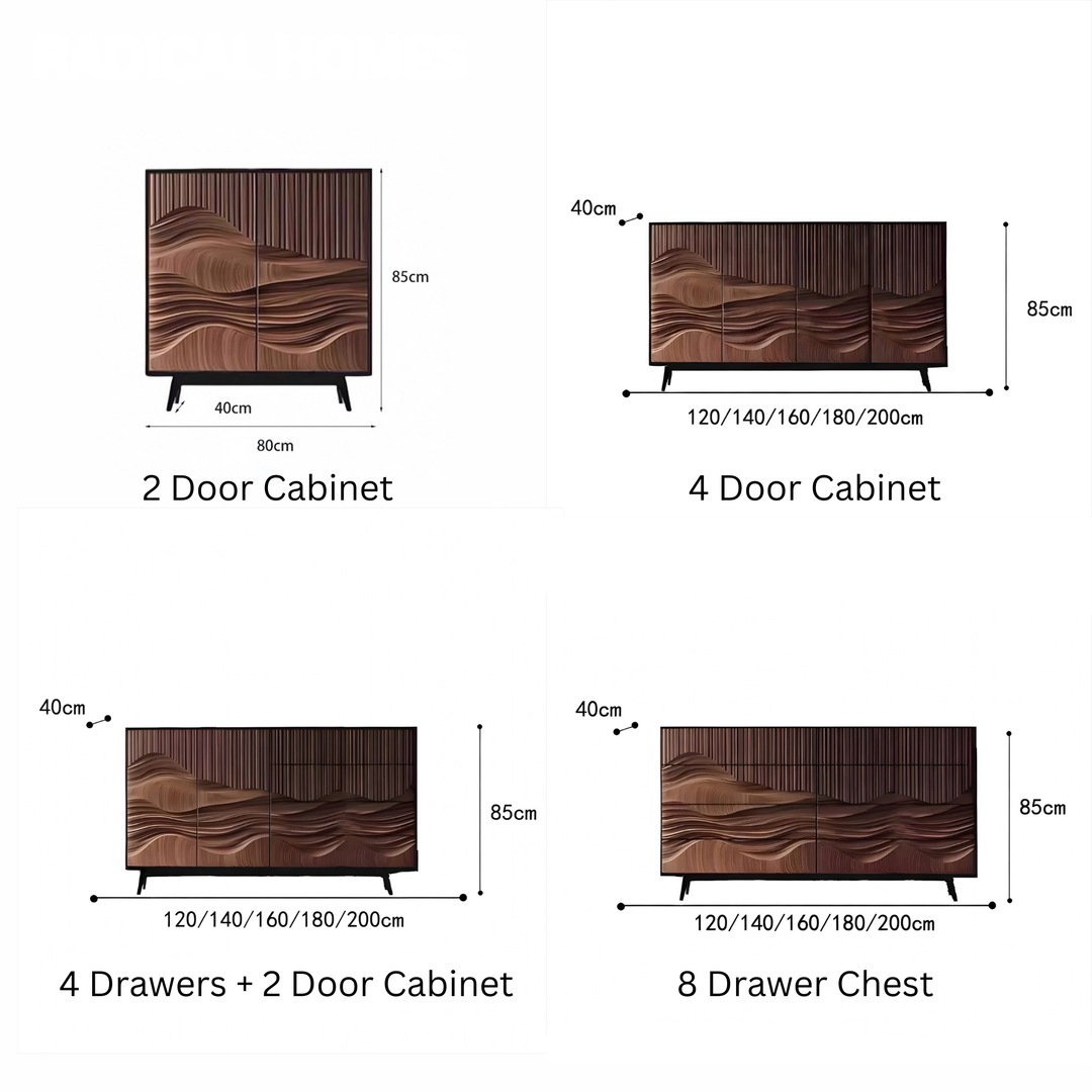 ONDREL Rustic Walnut Wood Sideboard