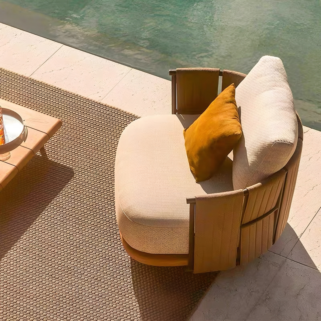 EVARELLE Modern Outdoor Teak Wood Sofa - Cassa Haus Singapore