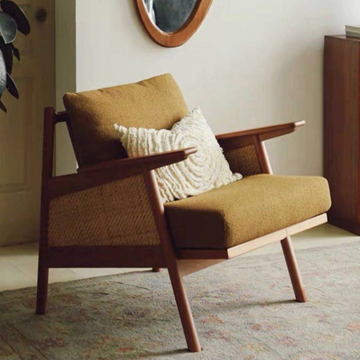 TOVEN Solid Wood Modern Lounge Chair