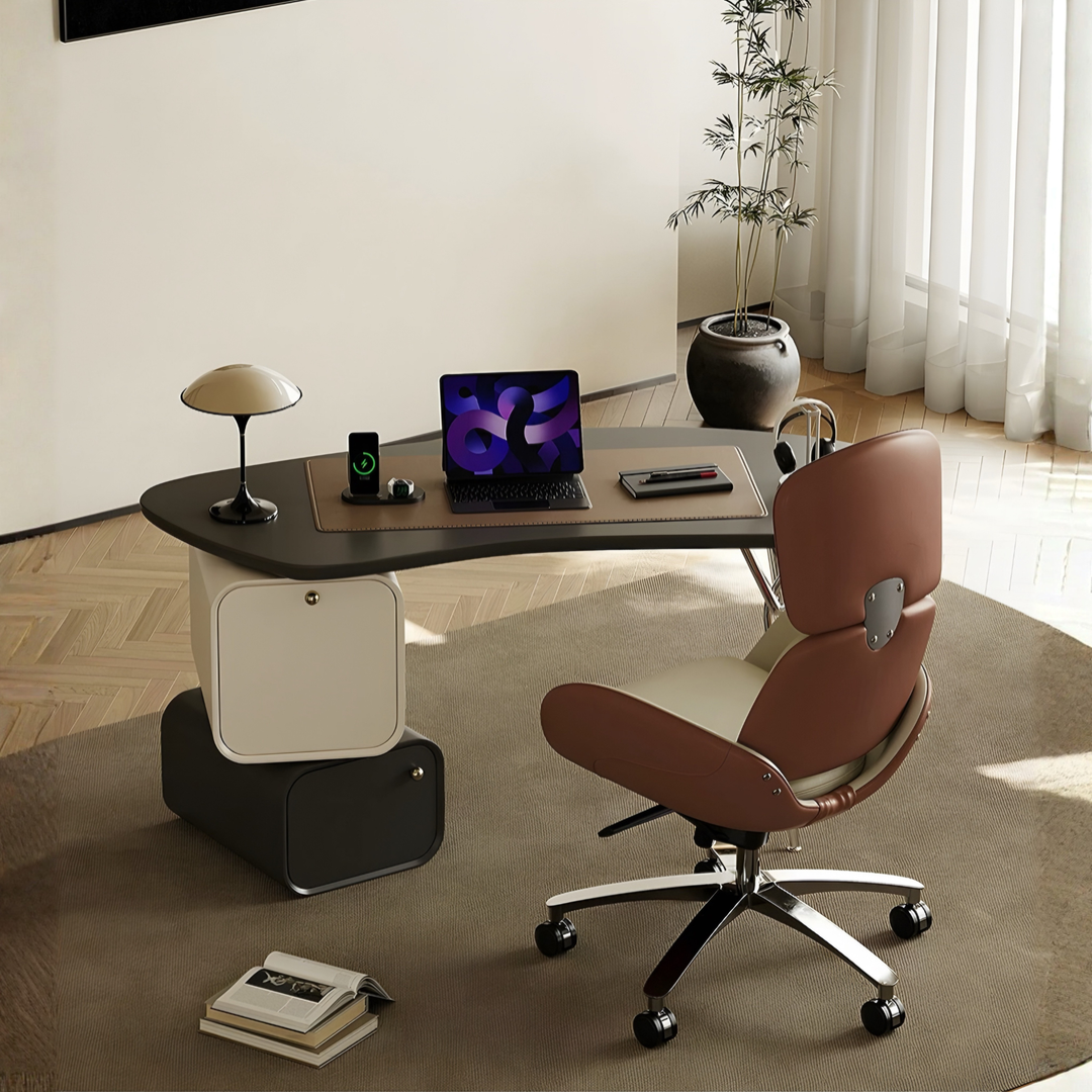 RADCLIFFE Modern Office Desk and Leather Chair
