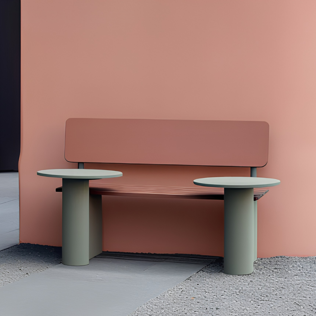 AVRYNQO Modern Outdoor Bench With Side Tables
