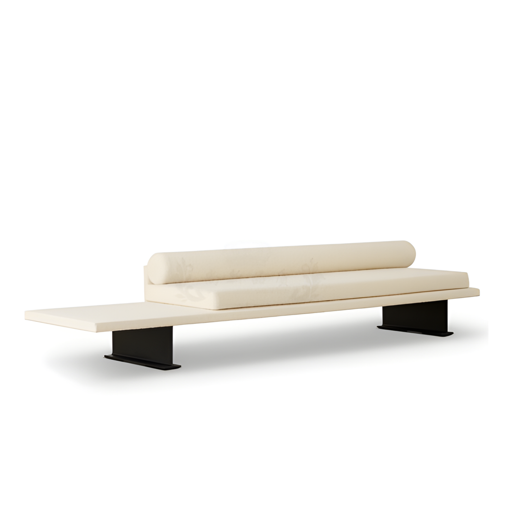 ELVIRA Minimalist Entryway Boucle Fabric Bench