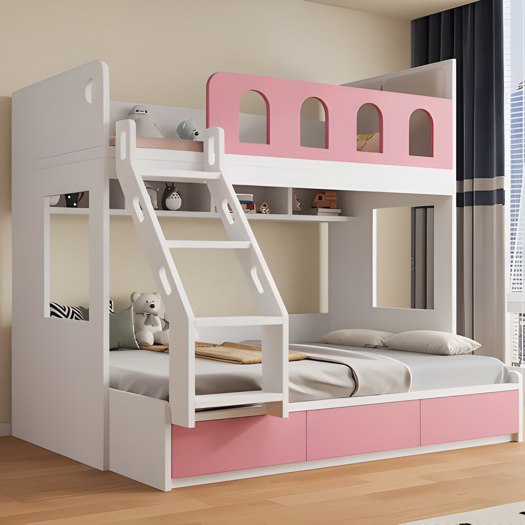 KENI Modern Solid Wood Bunk Bedframe