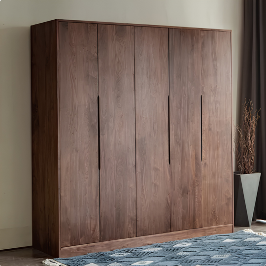 MORQEN Modern Black Walnut Wood Wardrobe - Cassa Haus Singapore
