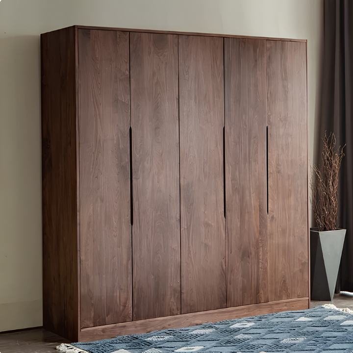 MORQEN Modern Black Walnut Wood Wardrobe - Cassa Haus Singapore