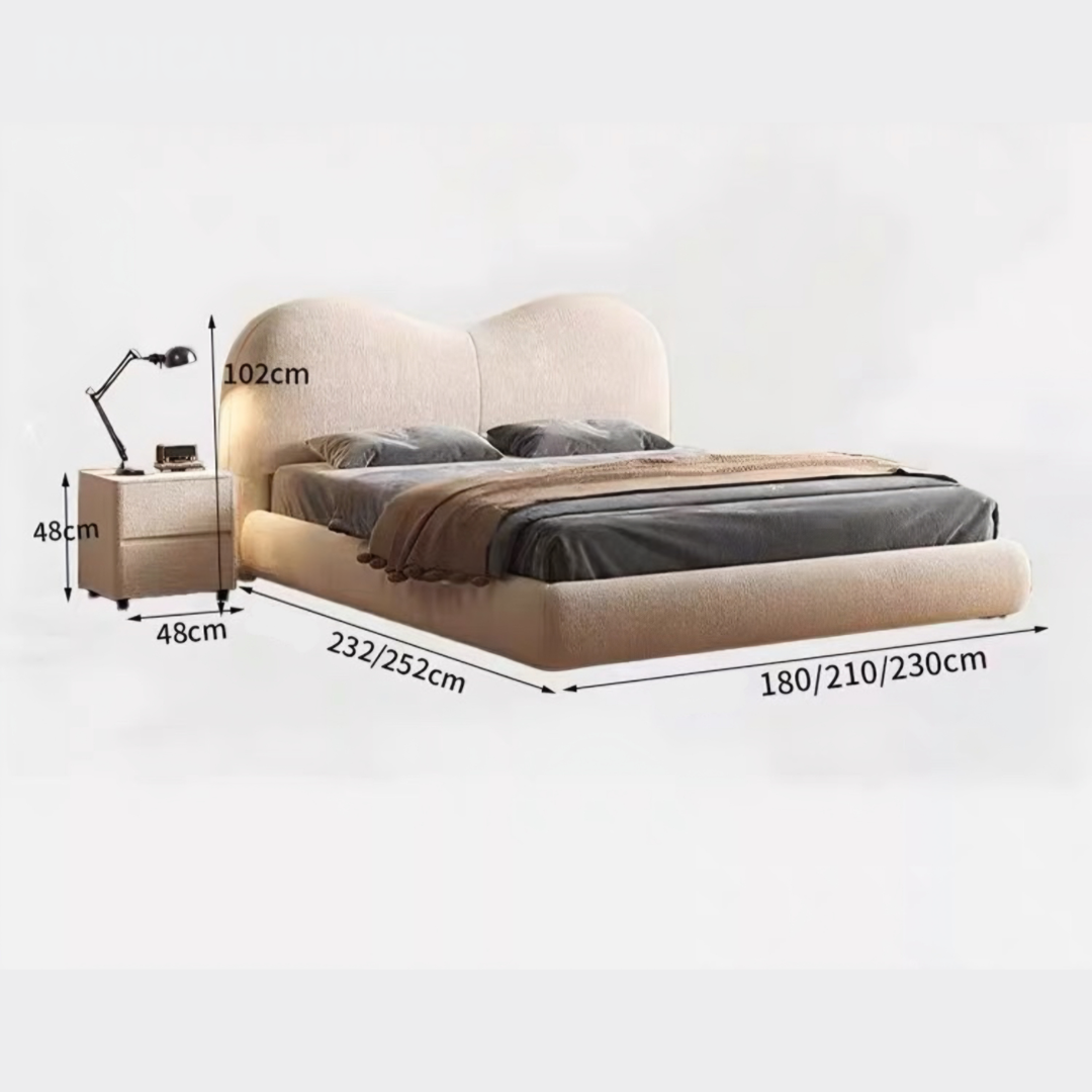 ELORIS Soft-Curve Bouclé Bedframe - Cassa Haus Singapore