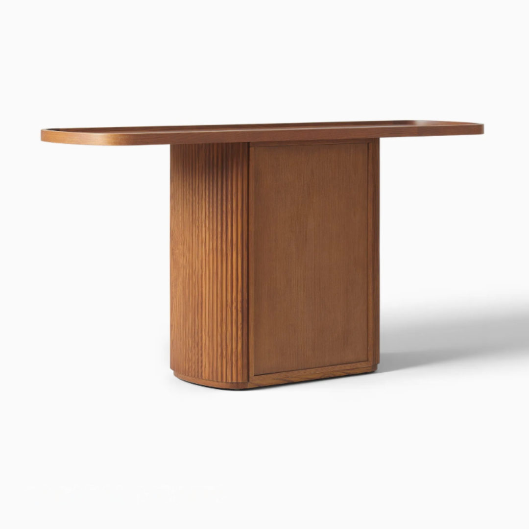OVELLE Modern Fluted Solid Wood Console Table