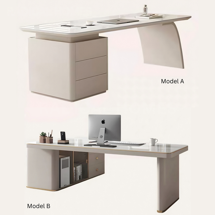 CROMWELL Modern Sintered Stone Office Table / Study Desk with Chair Set