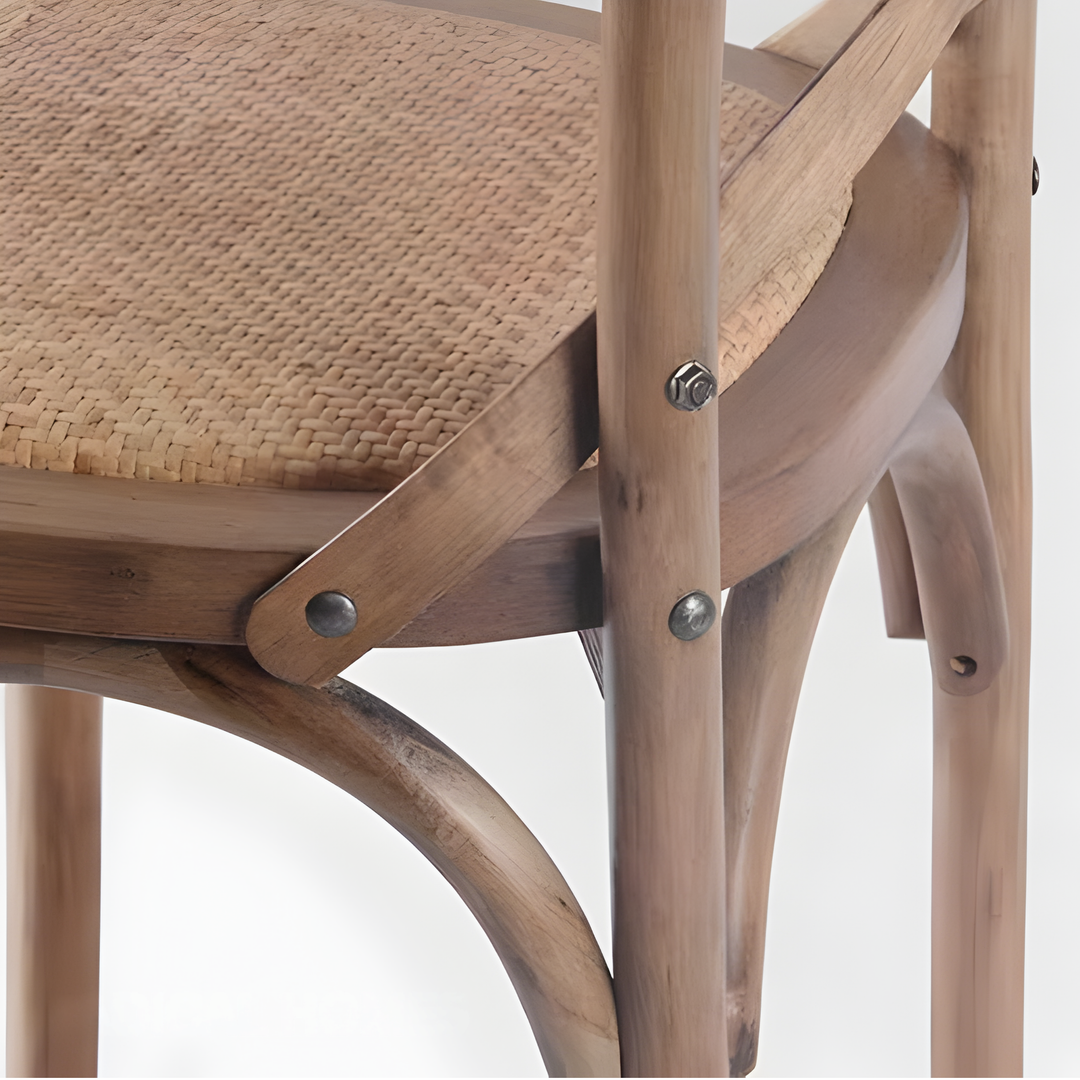 MEROVAN Rustic Solid Wood Bar Stool