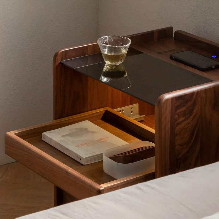 LOREN Modern Solid Wood Smart Bedside Table