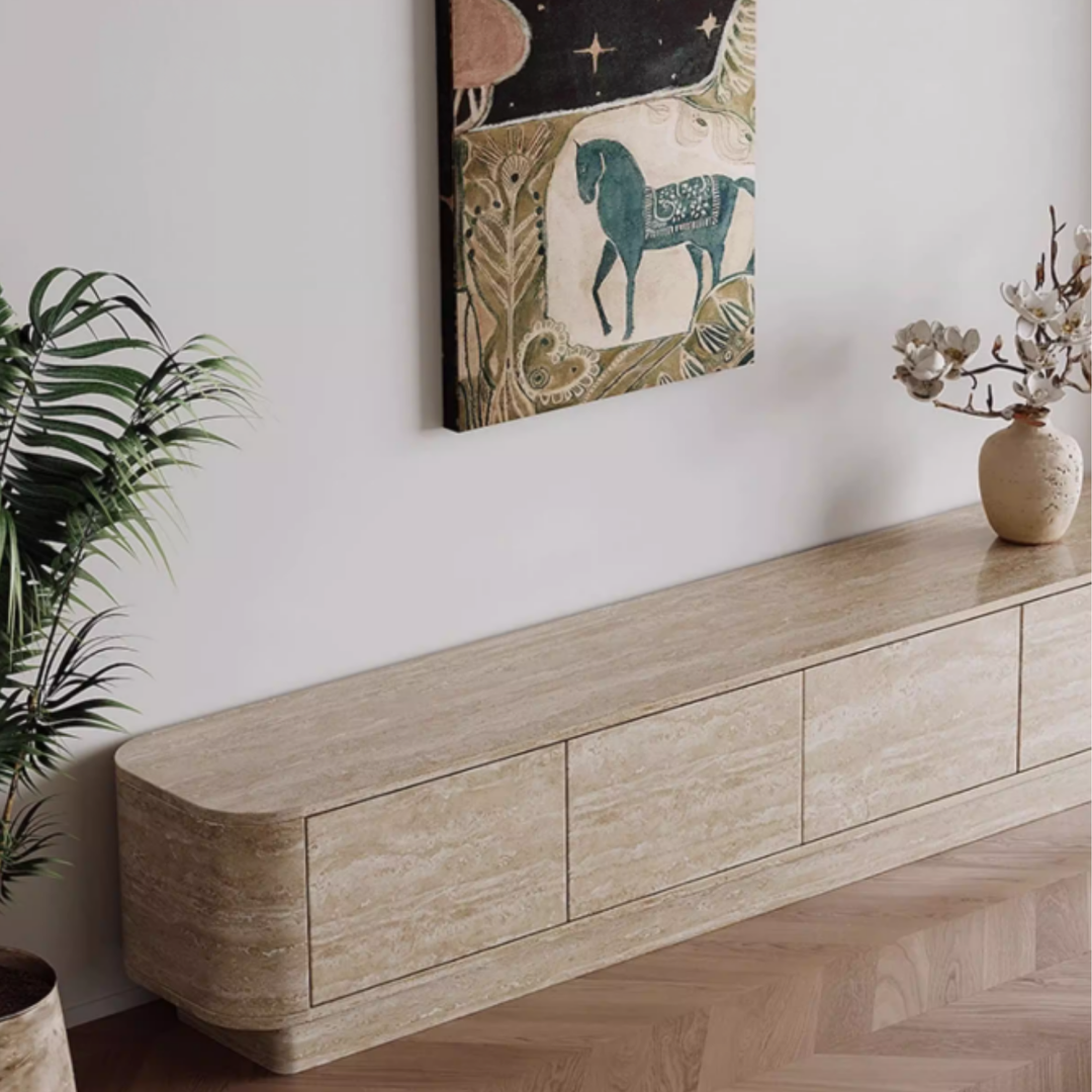 TERRAEN Natural Travertine TV Console - Cassa Haus Singapore