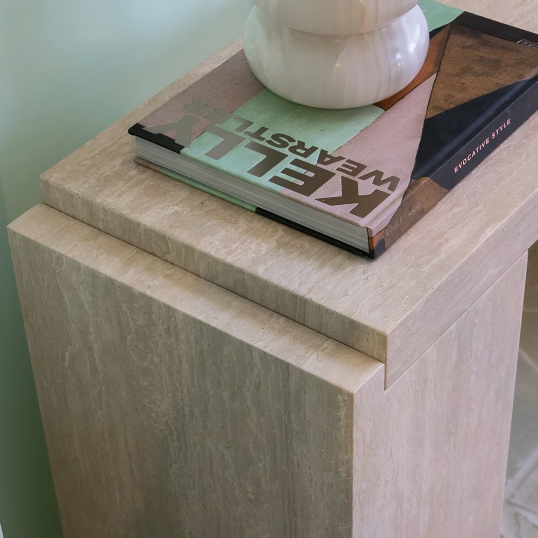 CALVORA Wabi Sabi Travertine Console Table