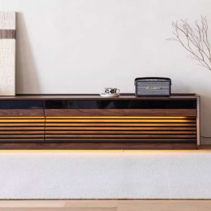 VANTHOR Black Walnut Wood TV Console
