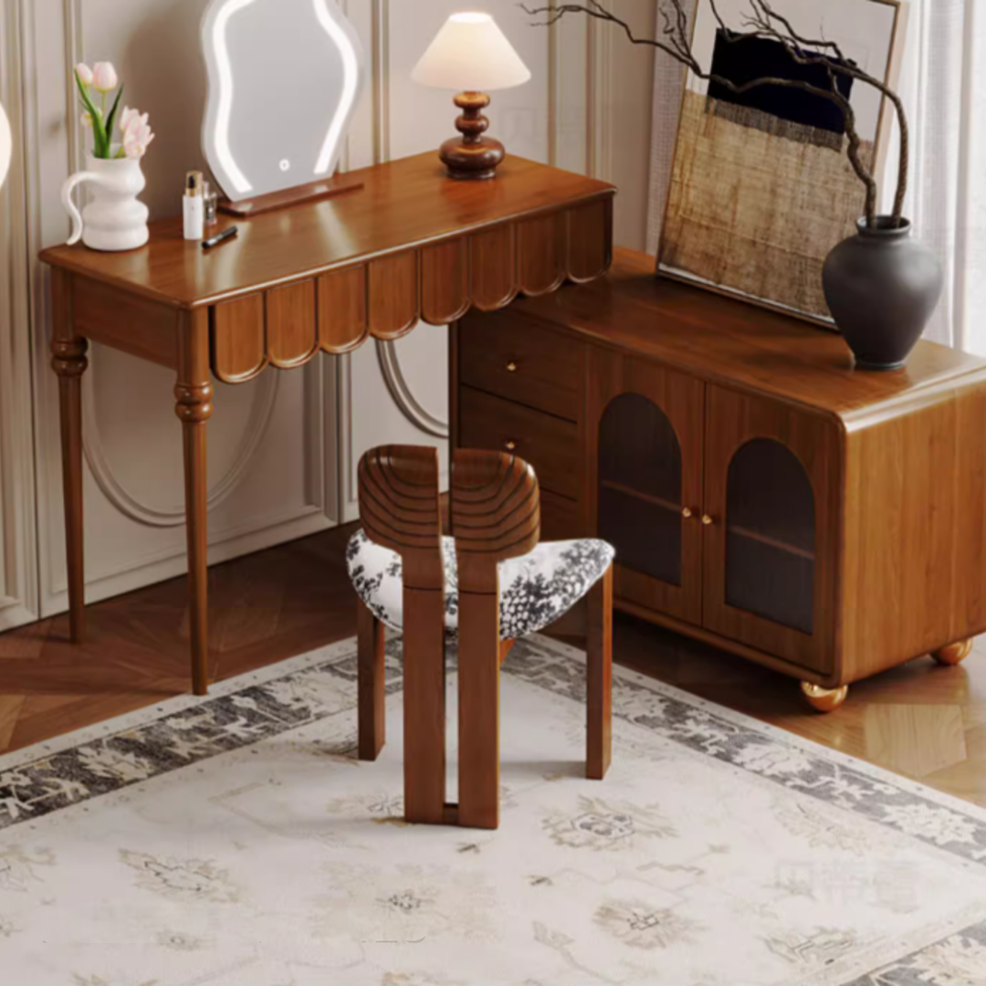 FLEUREN Vintage Solid Wood Dressing Table Set