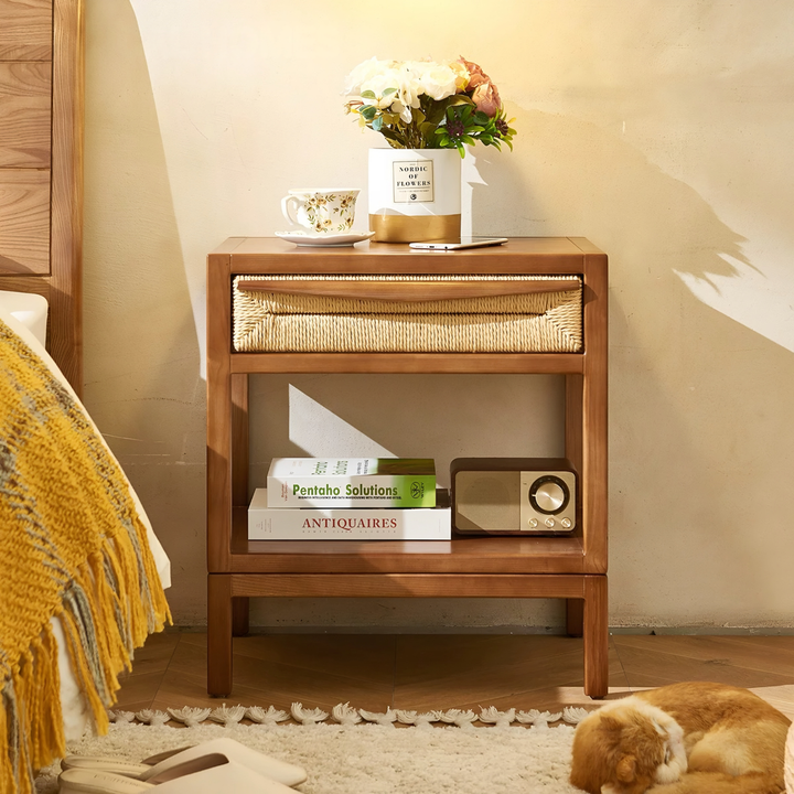 RYDEN Japandi Solid Wood Bedside Table