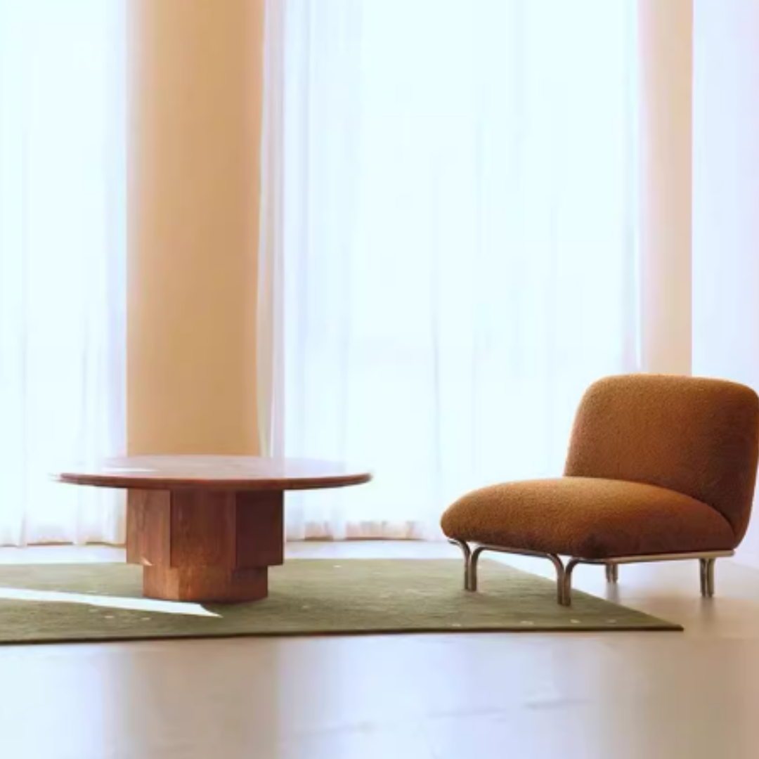 ROVENA Red Travertine Round Coffee Table