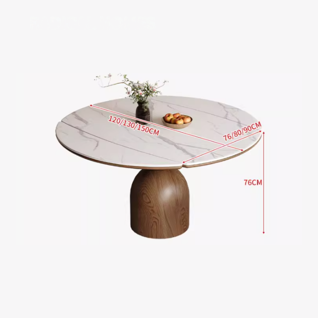 ELAN Modern Sintered Stone Extendable Round Dining Table