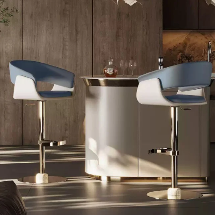 HELVORA Modern Swivel Leather Bar Stool