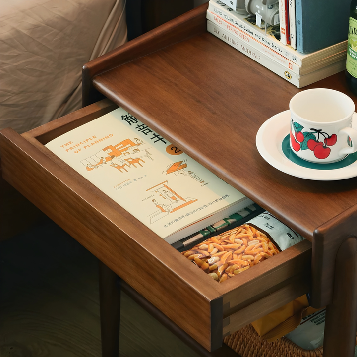 RUVEN Rustic Solid Wood Bedside Table