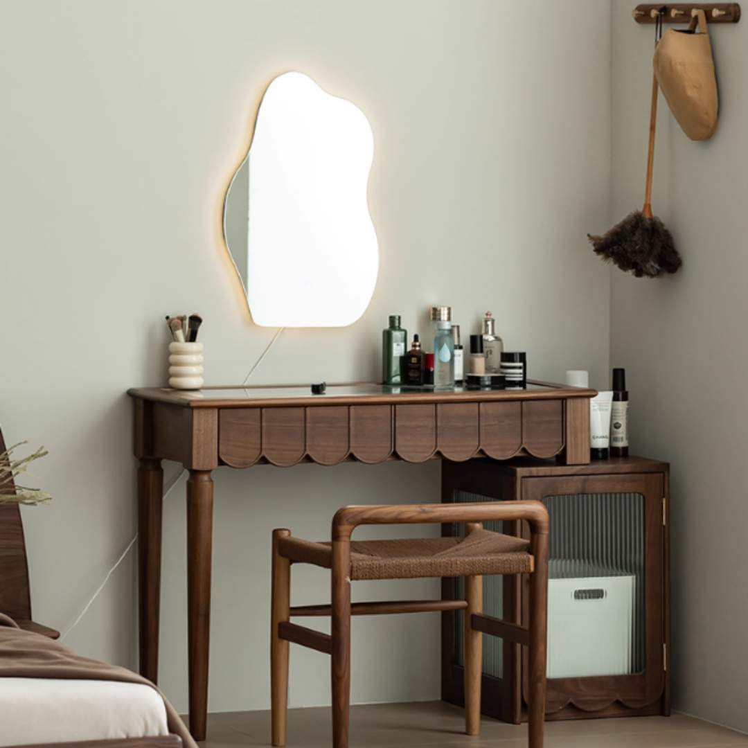 SCALVIA Walnut Wood Vanity Table