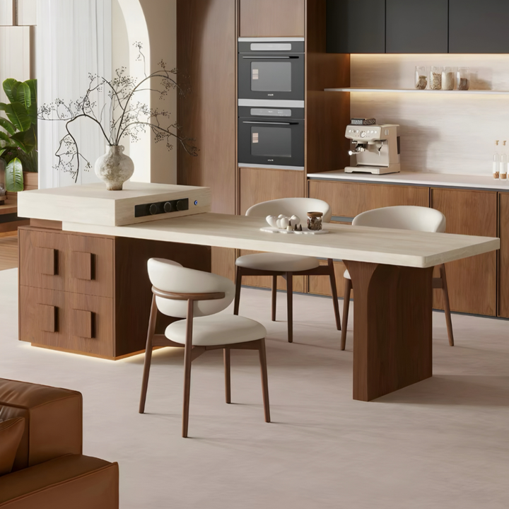 QUARRY Modern Travertine Island Dining Table - Cassa Haus Singapore