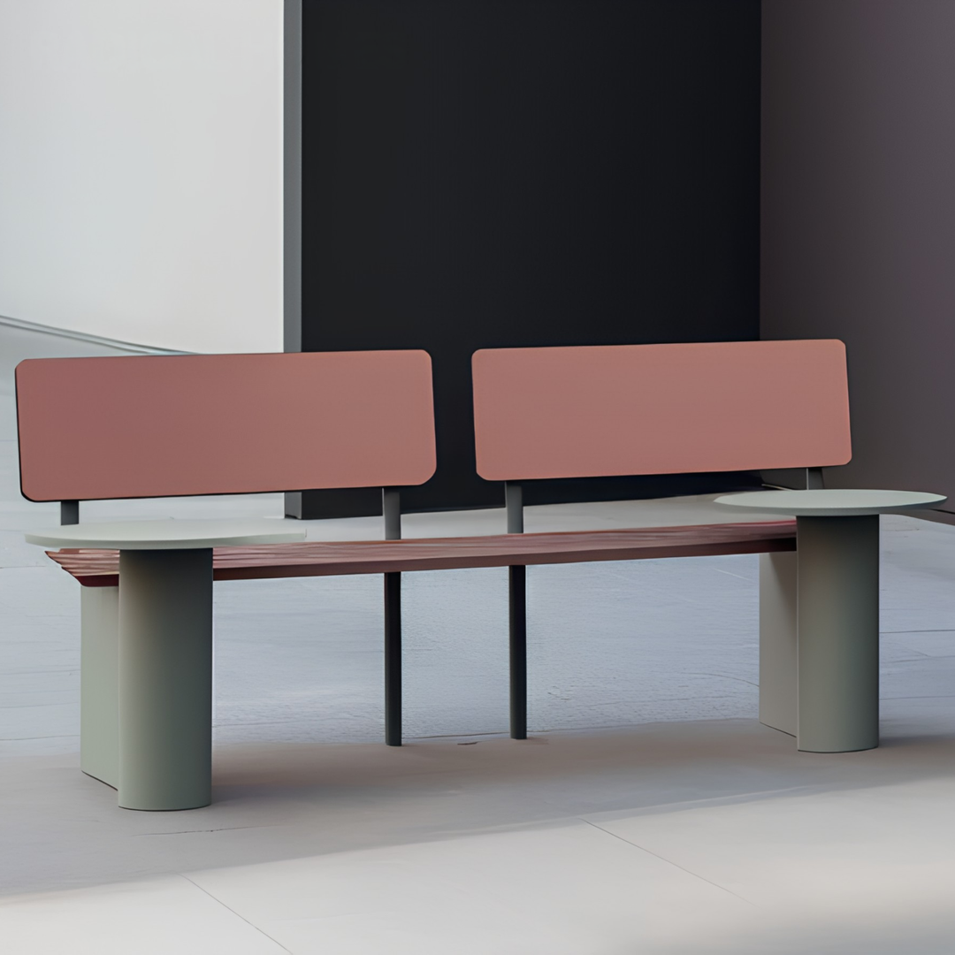 AVRYNQO Modern Outdoor Bench With Side Tables