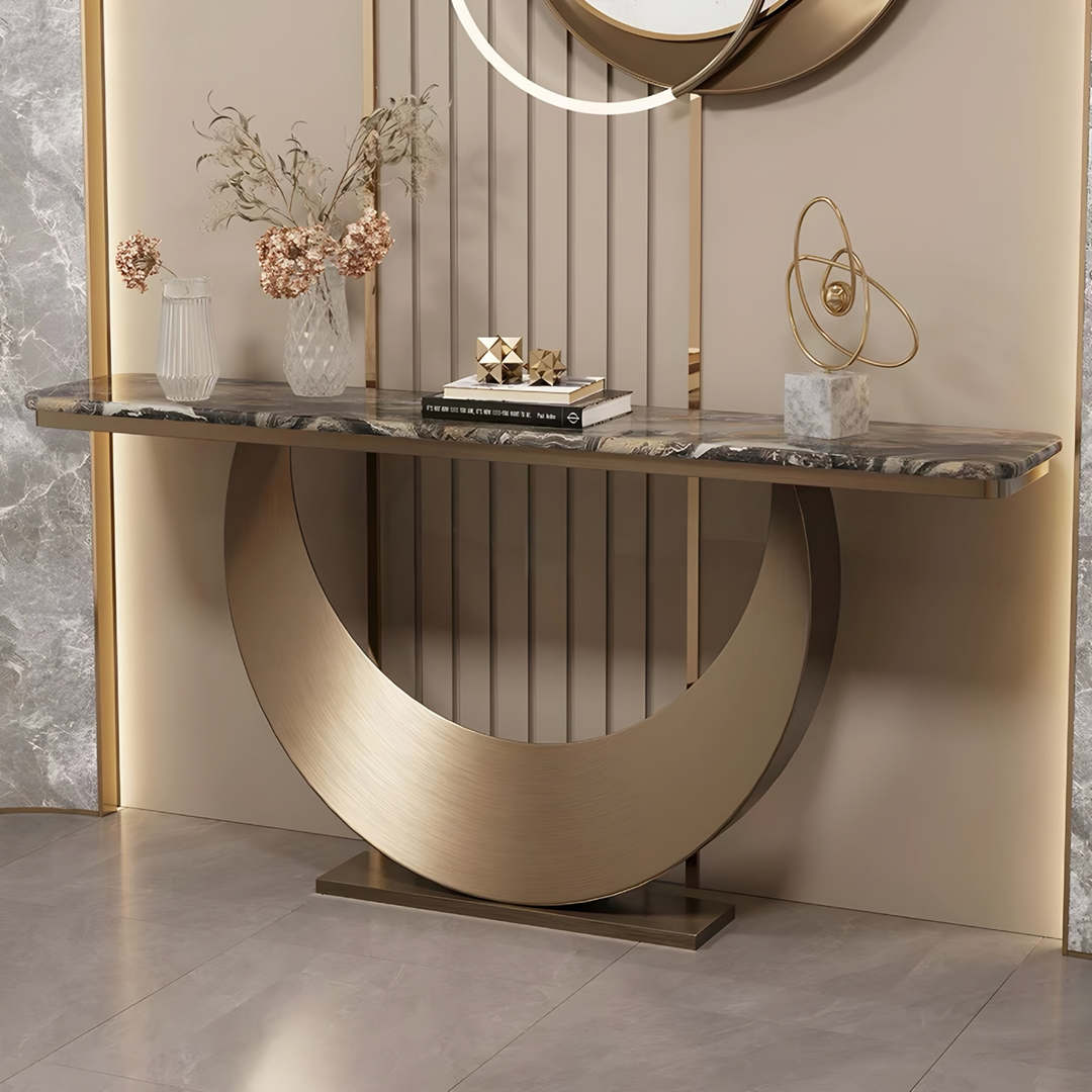 ARCELLE Modern Natural Marble Console Table - Cassa Haus Singapore