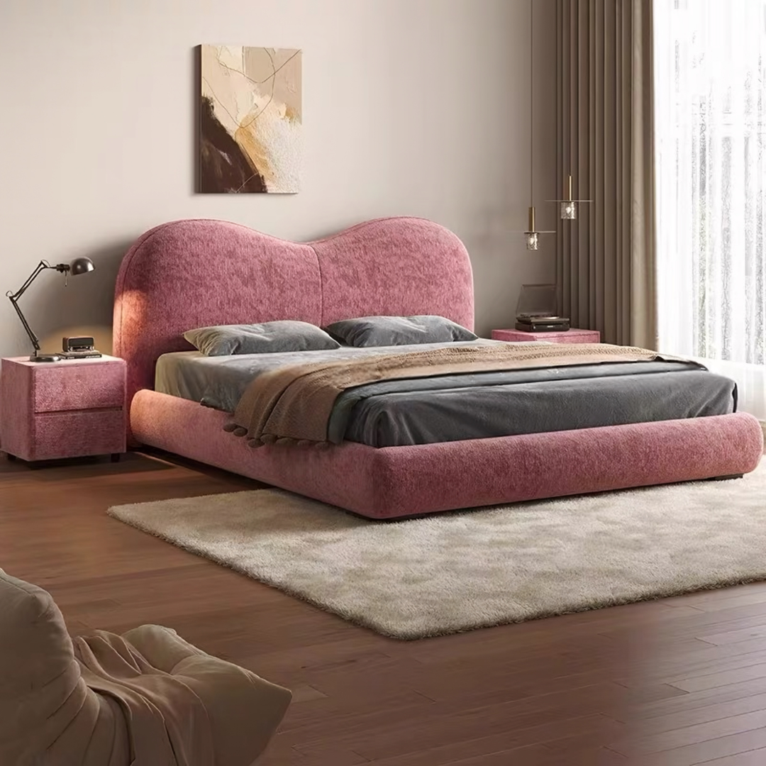 ELORIS Soft-Curve Bouclé Bedframe - Cassa Haus Singapore