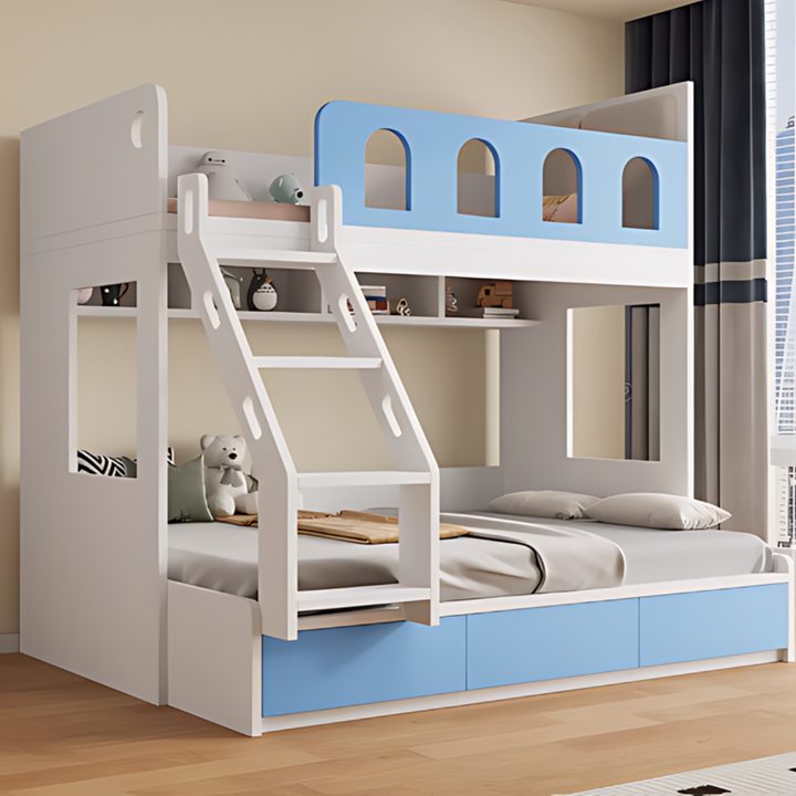 KENI Modern Solid Wood Bunk Bedframe
