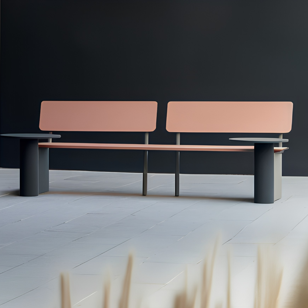 AVRYNQO Modern Outdoor Bench With Side Tables