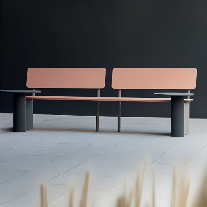AVRYNQO Modern Outdoor Bench With Side Tables